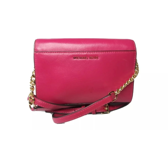 Michael Kors RUBY Ultra Pink Leather Clutch Purse Small Crossbody Bag - Picture 3 of 11